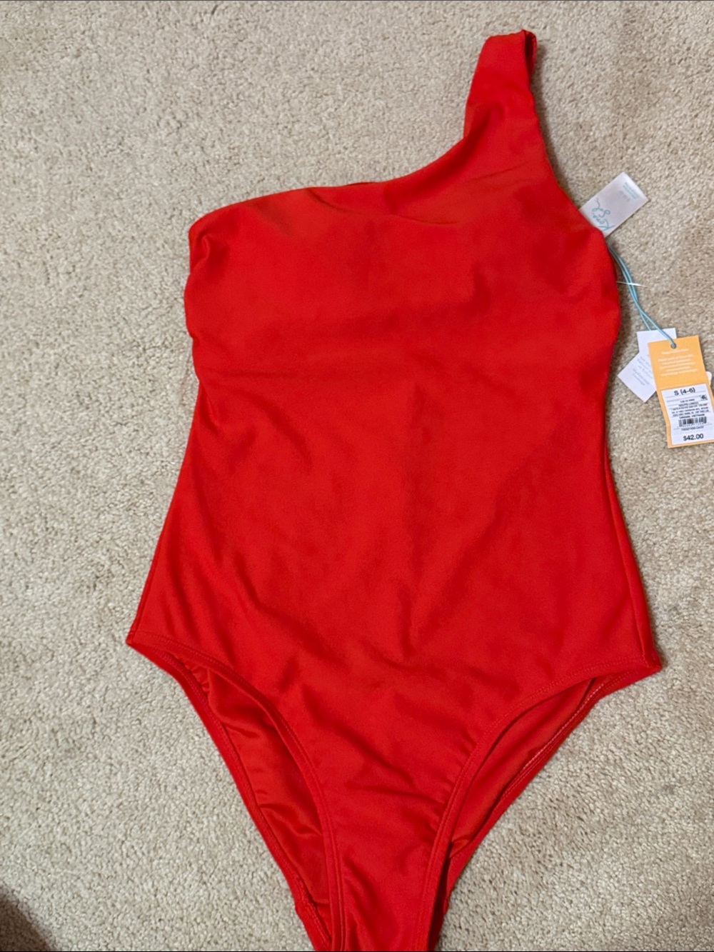 Kona Sol One-Shoulder Red One-Piece Swimsuit